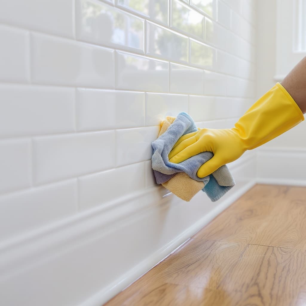 Deep cleaning a South Bay home's tile shower, baseboards, and kitchen appliance exteriors